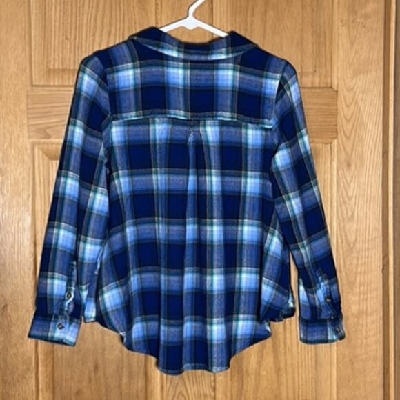 American Eagle Outfitters Blue Plaid Long Sleeve Button Down Flannel Shirt MED - Picture 5 of 10